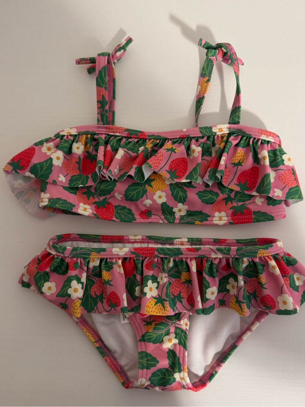 Mini Boden - Tallulah Frill Bikini - Pink Strawberry Patch